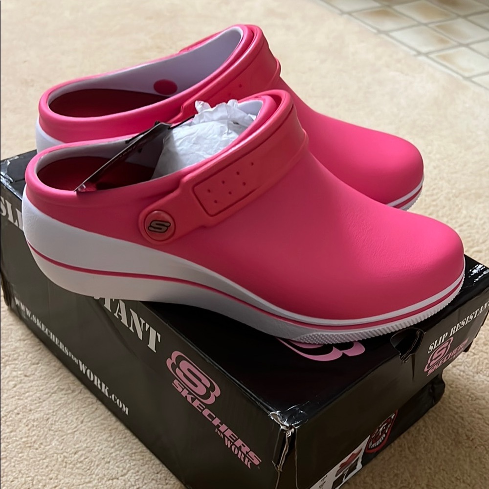 Skechers Women's Pink Slip-On Clogs